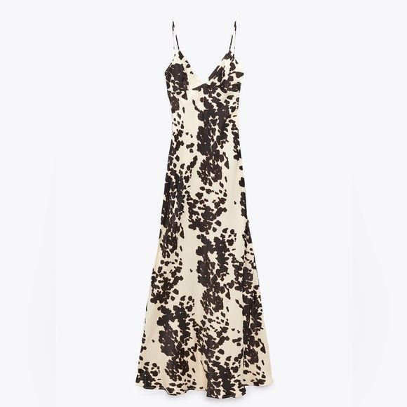 Zara Satin Effect Printed Dress New - Picture 9 of 9